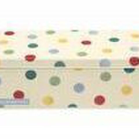 LONG RECT TIN HINGED POLKA DOTS