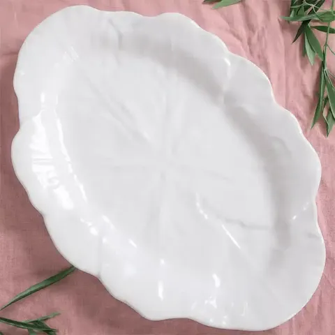 MELAMINE CABBAGE OVAL PLATTER 50cm white