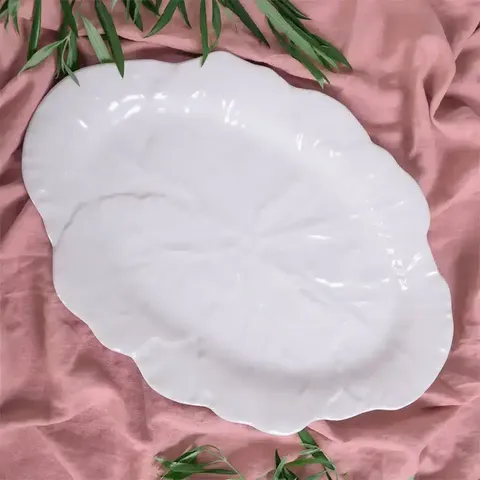 MELAMINE CABBAGE OVAL PLATTER 40cm white
