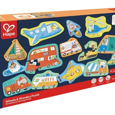 PUZZLE WHEELS & WONDER 60pc HAPE