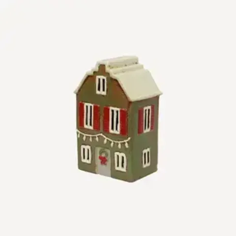 ALSACE TEA LIGHT HOUSE GREEN w/ SHUTTERS