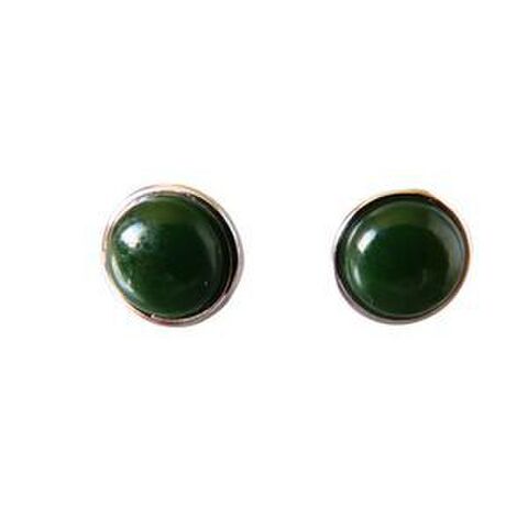 EARRINGS RND STUDS NZ Greenstone & S/silver