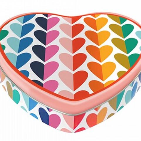 HEART SHAPED TIN w/ HEARTS Kate Rhees