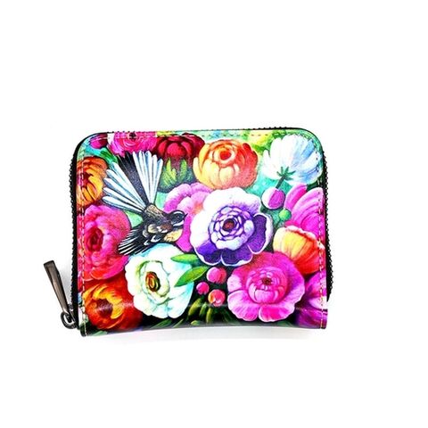 SMALL WALLET FANTAIL ON PEONIES
