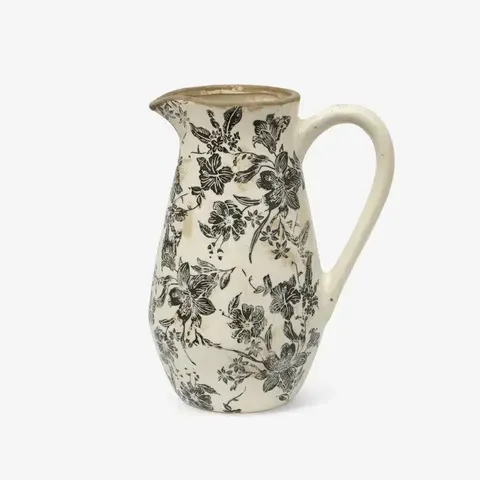BLACK FLORAL JUG TALL