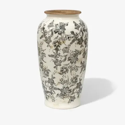 BLACK FLORAL VASE LARGE