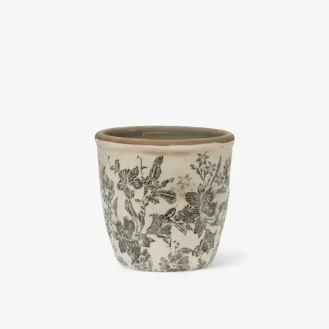 BLACK FLORAL POT SMALL