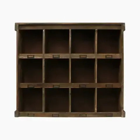 WOODEN CUBBY WALL SHELF LARGE