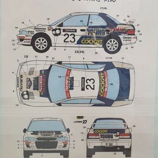 Studio 27 Decal Set Subaru Impreza WRX 1999 Rally Australia Toshihiro Arai & Roger Freeman