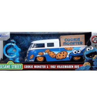 Sesame Street Cookie Monster & 1962 Volkswagen Combi Bus Pickup Jada 1/24