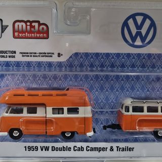1959 VW Double Cab Camper & Trailer 1/64 M2 Machines