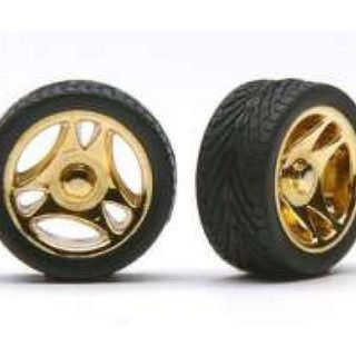 Rims & Tyres Deep 32s gold rims/tires x4 Kitset Pegasus 1/24