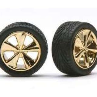 Rims & Tyres Tiburon-s Rims with tires gold x4 Kitset Pegasus 1/24