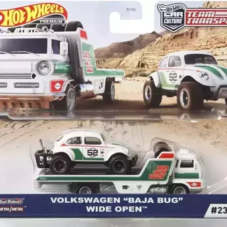 Hot Wheels Team Transport Volkswagen Baja Bug on a Wide Open Hauler Truck