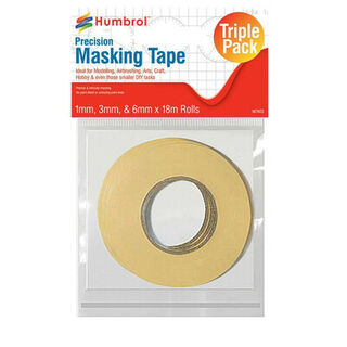 Humbrol Precision Masking Tape Triple Pack (1mm, 3mm, & 6mm X 18m Rolls)