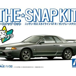 AOSHIMA SNAP KIT No.14-A 1/32 NISSAN R32 SKYLINE GT-R (GUN-GRAY METALLIC)