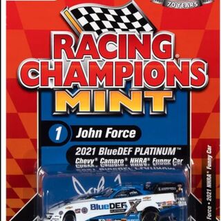 Racing Champions Mint 2021 John Force Blue Def Camaro FC (White & Blue w/Race Graphics) 1/64 Diecast