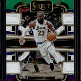 2023-24 Panini Select LeBron James Concourse Green White Purple Prizm 66 Lakers