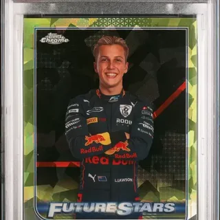 2022 Topps Chrome Formula 1 Sapphire Liam Lawson 81 Chartreuse 138/199 PSA Graded 9