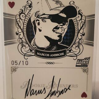 2009 Press Pass Marcos Ambrose 05/10 Autographed Trading Card Ace of Hearts