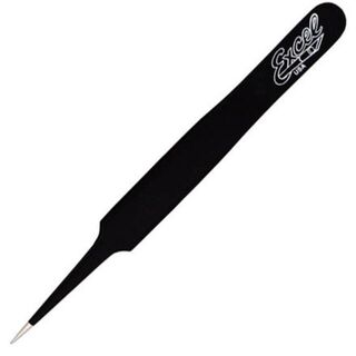 Excel 4.5-Inch Straight Point Tweezer Black