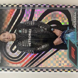 2024 Topps Chrome F1 Qualifying Lap George Russell 5 Checker Flag Refractor