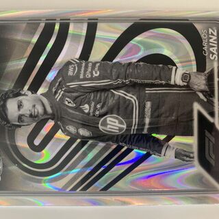 2024 Topps Chrome F1 Qualifying Lap Carlos Sainz 4 Black & White