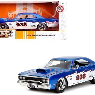 1970 Plymouth Road Runner #938 Candy Blue and White - 1/24 Jada