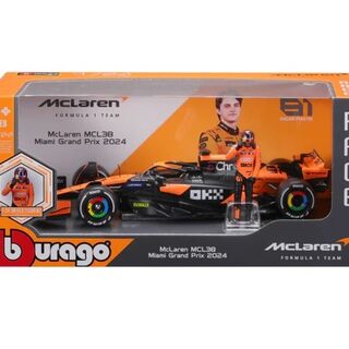 F1 McLaren MCL38 Miami GP 2024 With Oscar Piastri Driver Figure - Bburago 1/24