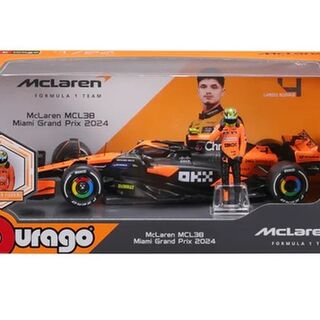 F1 McLaren MCL38 Miami GP 2024 With Lando Norris Driver Figure - Bburago 1/24