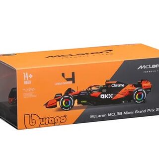 Bburago F1 McLaren MCL38 Miami Grand Prix 2024 With Lando Norris Helmet - 1/24 Scale