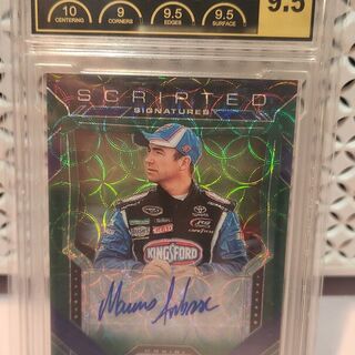 2020 Panini Prizm Green Scripted Signatures Marcos Ambrose PCG Graded 9.5