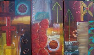 RICH IS THE PACIFIC (triptych) $700.00-(Sold)