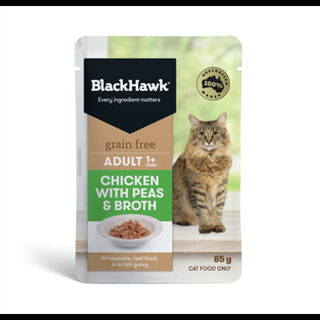 Black Hawk Wet Cat Food - Grain Free Chicken Pea Broth 85g
