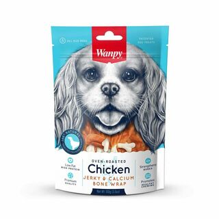 Wanpy Dog Chicken Jerky and Calcium Bone Wraps 100g