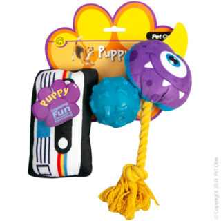 Pet One Dog Toy - Puppy Fun Pack Assorted 3pcs Set