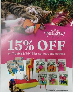15% OFF all Trouble and Trix Cat Toys