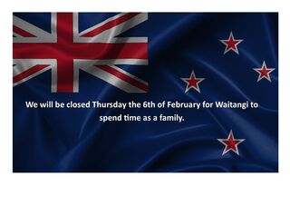 Closed Thursday 6th of February for Waitangi Day