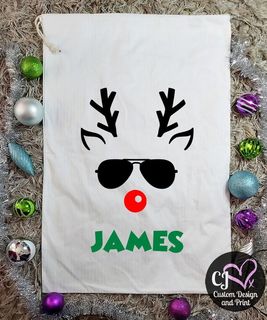 Personalised Sack - Reindeer with sunglasses