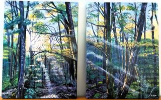 Set of acrylic paintings titled FOREST GLOW