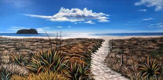 Landscape painting titled BEACH TRAIL-COMMISSIONED WORK- SOLD