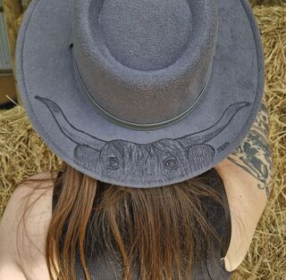 Wide Brim Hat with Highland cow design