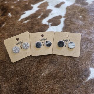 Cowhide Circle Studs