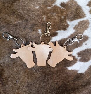 Cow Head Leather Keychain