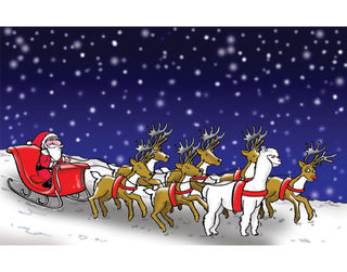 Cartoon Christmas Cards - Santa's Sleigh