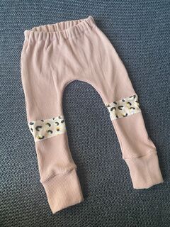 Harem Pants Size 2 - Pink Rib/Leopard