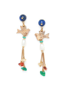 Kali bird and pearl multi dangle earrings