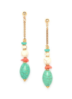 Kali oval turquoise bead long earrings