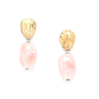 Impala tamarind and pink quartz earrings