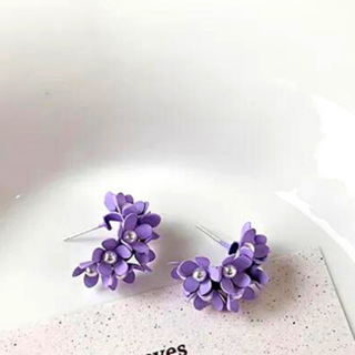 Lavender Floral Petal Hoop Earrings